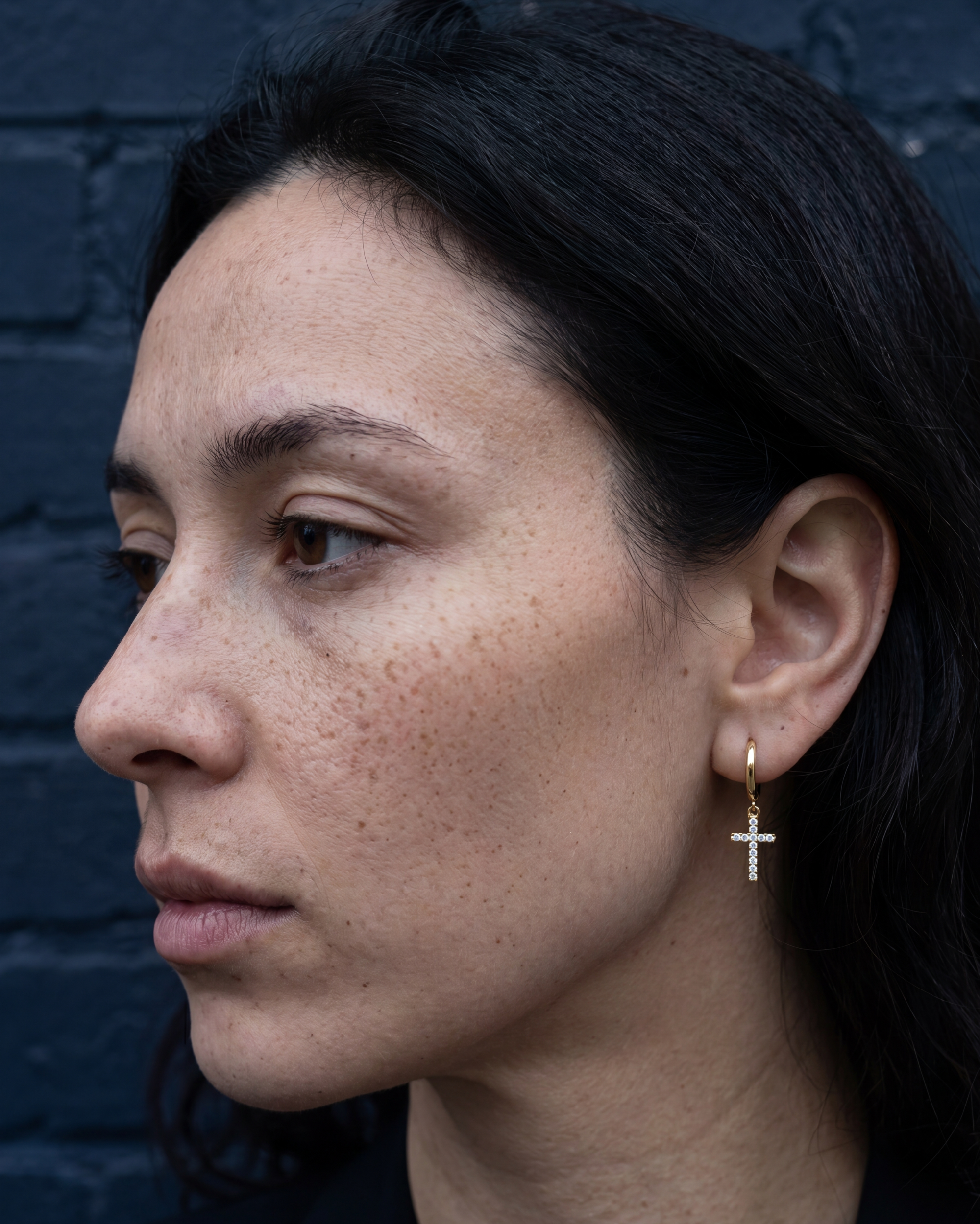 Pave Cross Hoops