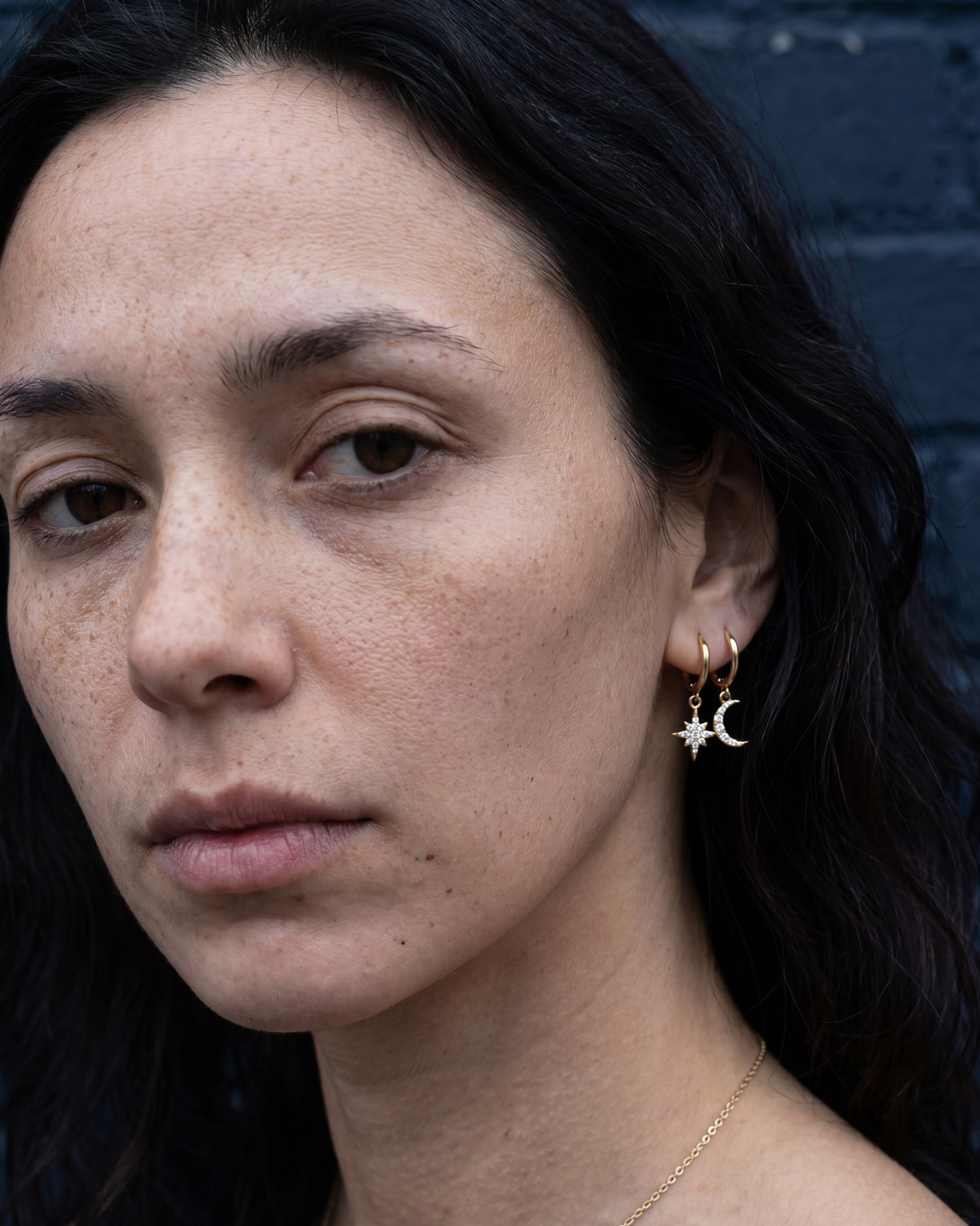 Moon and Star Pave Hoops